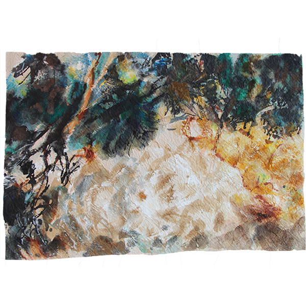 The Waters from Tiger Gate  2012 58 x 78 cm mixed media on lokta paper